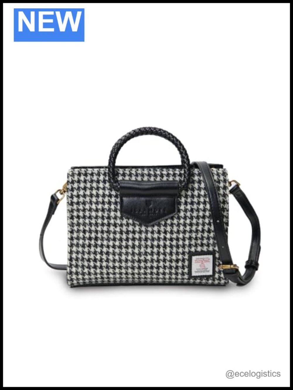 Harris Tweed Tote, Vegan Leather Trim, Scottish Tartan, Handbag